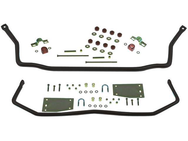 SWAY BAR KIT, Complete, Incl 1 1/8 Inch O.D. Front (C-7241-100) and 1 Inch O.D. Rear (C-7241-105) bars in Black Powder Coated Finish, Incl bushings and hardware
