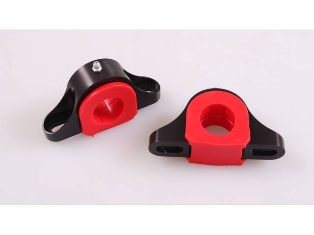 Sway Bar Mount Bracket and Bushing Kit, 1 3/8 Inch O.D. sway bar, Billet Aluminum w/ Red Polyurethane bushings