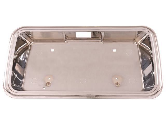 License Plate Pocket, Rear, inserts into tailgate, ABS-plastic w/ correct mounting points, Chrome finish, reproduction for (78-87)