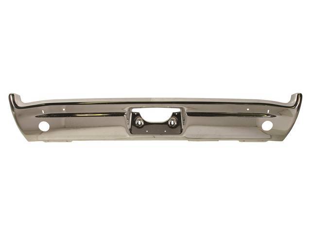 BUMPER, Rear, Chrome, W/ back up light holes, Repro   ** Originally listed under Group 7831 in Pontiac Parts Guides **