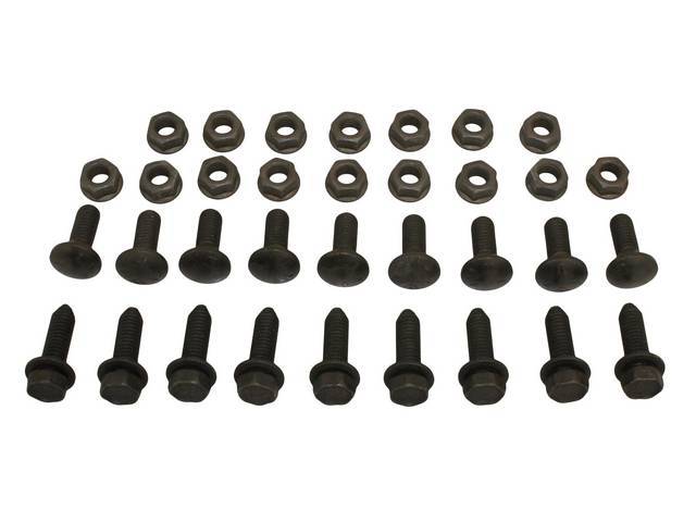 FASTENER KIT, BUMPER, REAR, (33), CARRIAGE BOLT BOLTS, HEX CA-TYPE. THREAD FORMING MACHINE SCREW THREADED TO POINT FLAT SEMS-SCREW AND WASHER ASSY, NUTS