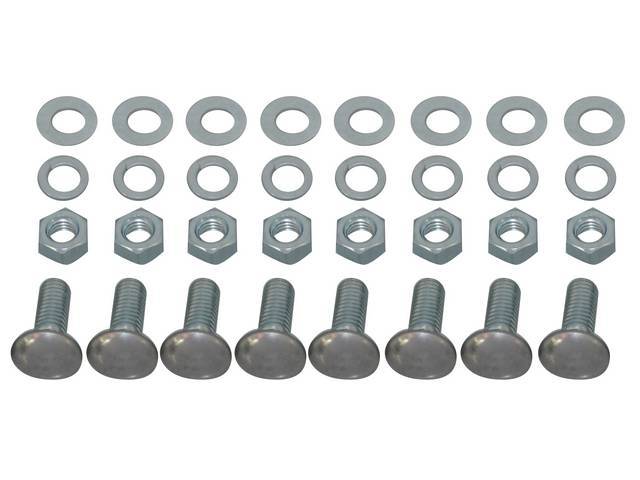 FASTENER KIT, Bumper, Front and Rear, (32) incl 8 SS capped bolts, 8 flat washers, 8 lock washers and 8 nuts, Replacement style kit