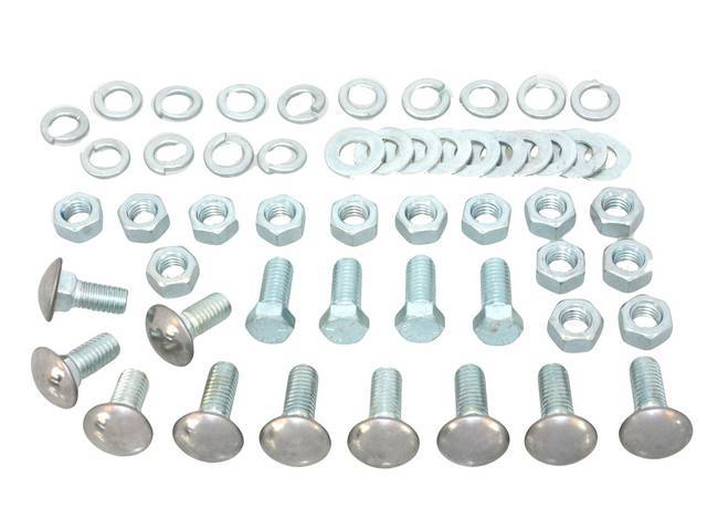 FASTENER KIT, Bumper, Front and Rear, (52) incl 10 SS capped bolts, 4 hex head bolts, 10 flat washers, 14 lock washers and 14 nuts, Replacement style kit