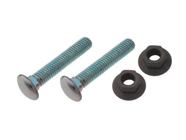 BOLT AND NUT KIT, Front Bumper, Corner, (4) includes two 3/8 inch-16 x 2.3 inch over length x 1.89 inch threaded length bolts and two nuts, bolts features chrome plated caps, repro  ** this kit is included in p/n C-7831-68AK **