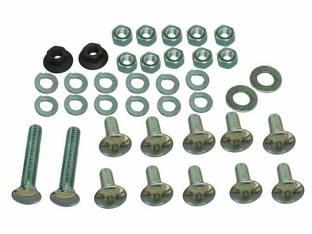 FASTENER KIT, Bumper, Front and Rear, (38) incl 12 SS capped bolts, 2 flat washers, 12 lock washers, 2 flange nuts and 10 nuts, Replacement style kit