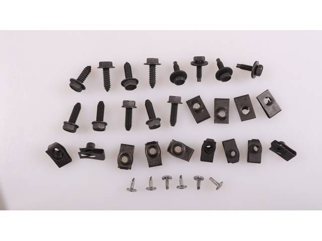 Chin Spoiler and Front Fender Flares Fastener Kit, 32-pc OE Correct AMK Products reproduction for (1976)