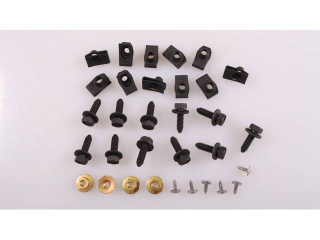 Chin Spoiler and Front Fender Flares Fastener Kit, 32-pc OE Correct AMK Products reproduction for (77-78)