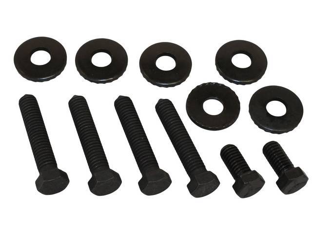 FASTENER KIT, Bumper Brackets, Rear, Upper and Lower, (12) Incl Pointed Bolts and Ratchet Tooth Washers