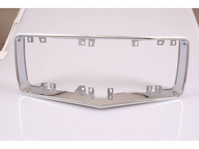 FILLER, Grille Panel, chrome finish die cast unit that inserts into the bumper / header panel that keeps the grille in place, OER repro