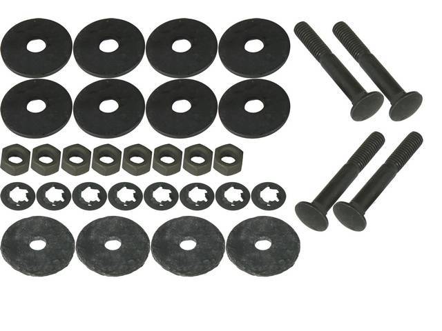 FASTENER KIT, BUMPER, REAR SPRING ARMS AND SUPPORTS, (28), CARRIAGE BOLT BOLTS, CONI-CONICAL SPRING WASHER WASHERS, NUTS, SEALER