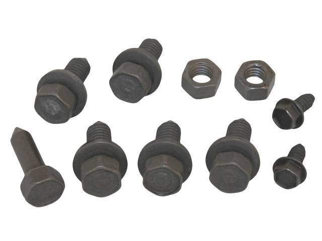 FASTENER KIT, Bumper Braces and Brackets, Front, (10) Incl HX PP CONI SEMS, HXWA AB SCREWS And NUTS, OE-correct repro