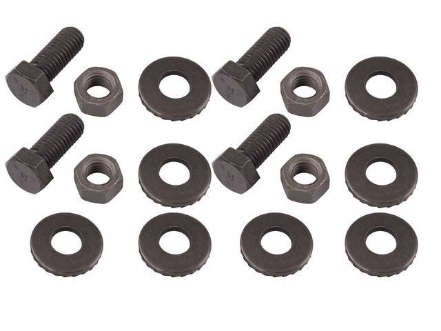 FASTENER KIT, Bumper Brackets, Front, (16) Incl HX Bolts, Ratchet Tooth Washers and Nuts, OE-correct repro