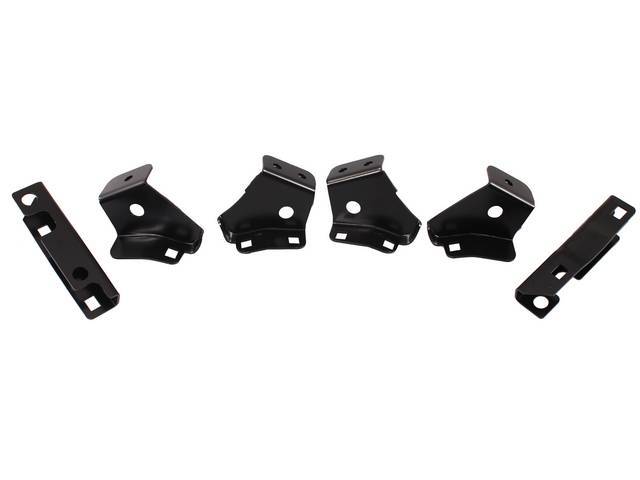 BRACKET SET, Rear Bumper, (6) Incl RH and LH Inner, RH and LH Outer and Center Brackets In Black Finish, Repro