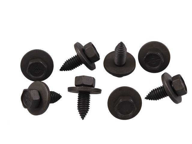 FASTENER KIT, Hood And Hood Hinges, (8) Incl HX CONI CA SEMS, OE correct repro