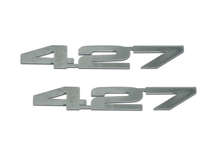 EMBLEM SET, Cowl Induction / ZL2 Option Hood, *427*, Mirror Polished Stainless, 3M double-sided tape backed