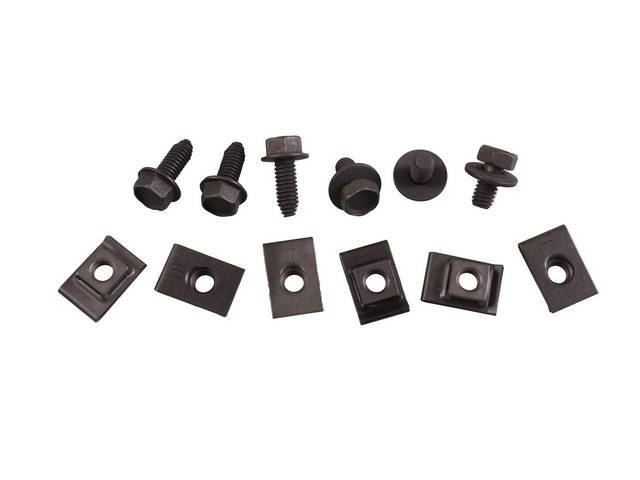 Hood Catch Support Fastener Kit, 12-pc OE Correct AMK Products reproduction for (70-71)
