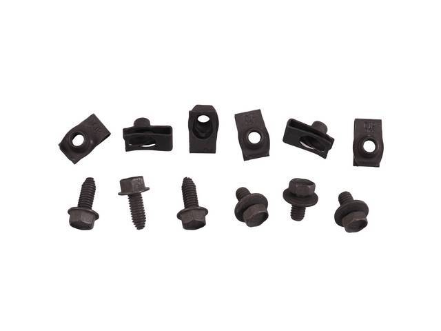 Hood Catch Support Fastener Kit, 12-pc OE Correct AMK Products reproduction for (72-73)