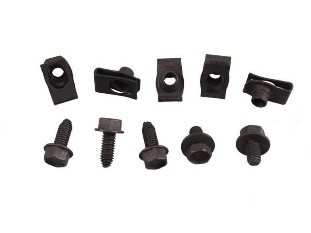 Hood Catch Support Fastener Kit, 10-pc OE Correct AMK Products reproduction for (72-73)