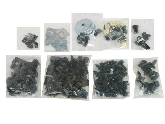 Front End Sheetmetal Hardware Kit, Replacement style kit  ** See p/n C-MBK or individual AMK fastener kits for concours correct hardware **