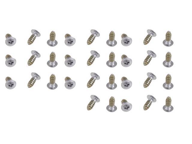 FASTENER KIT, Wheel Opening Moldings, (32) Incl Chrome Plated Stainless Steel PH OV and RNDWA Screws