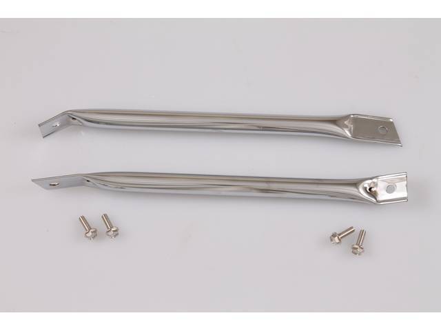 BRACE SET, Fender to Radiator Core Support, Chrome Finish, incl bolts, Repro