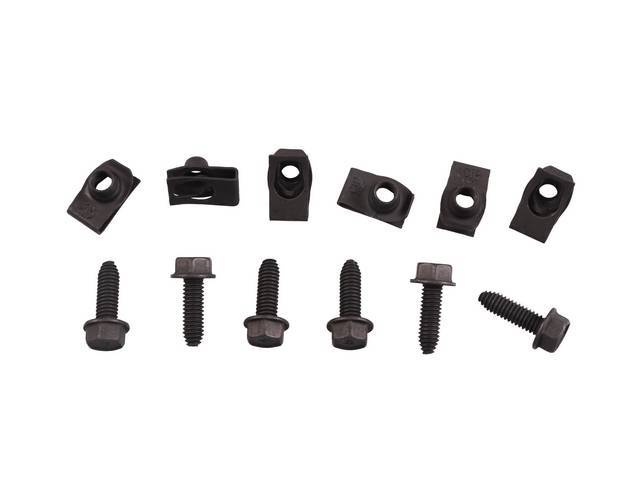 Fender to Radiator Support Braces Fastener Kit, 12-pc OE Correct AMK Products reproduction for (74-76)