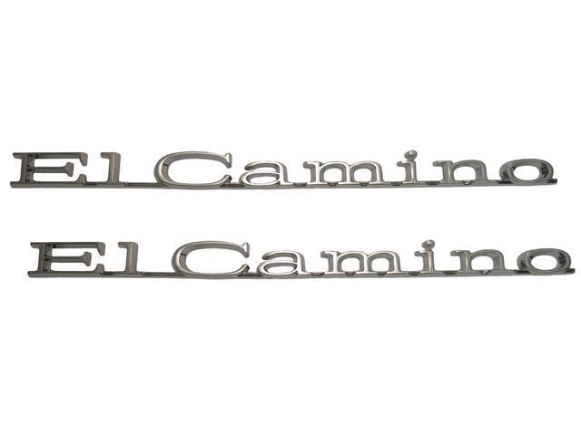 EMBLEM SET, Front Fender, *El Camino*, chrome plated die-cast metal, US-made OE Correct Repro