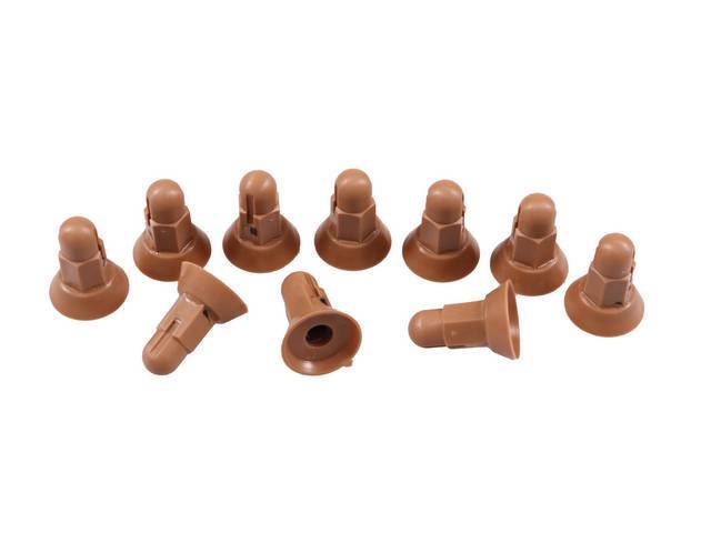 SPEED NUT KIT, Emblem, Plastic, use where studs protrude into areas where exposed sharp points may pose a problem, self threading, (10)