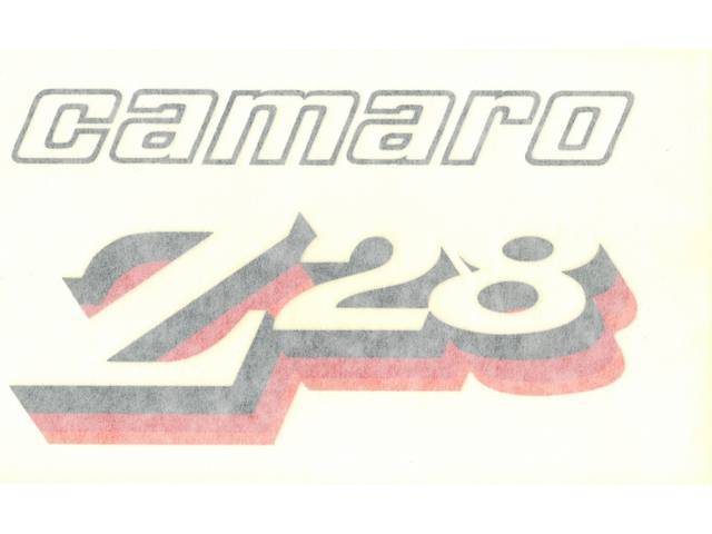 DECAL SET, Fender, Red / Orange, incl *Camaro and *Z/28* decals, does one side, Repro
