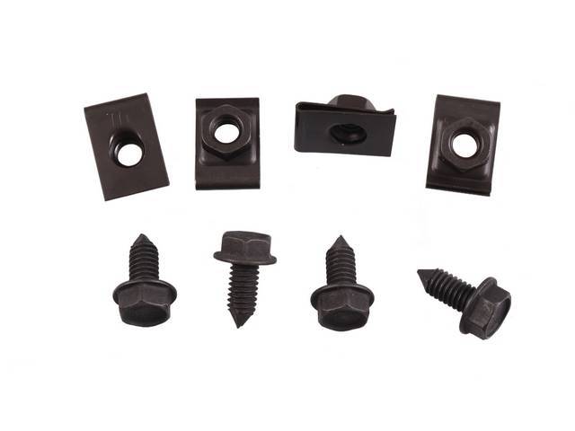 Front Wheelhouse To Radiator Core Support Fastener Kit, 8-pc OE Correct AMK Products reproduction for (67-68)