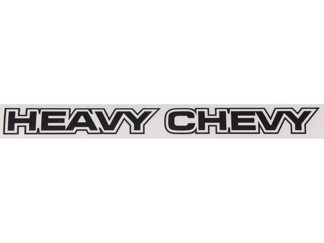 DECAL, Fender / Trunk, *Heavy Chevy*, Black, Repro