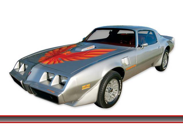 HOOD BIRD AND NAME KIT, Trans Am, 5 Shades of Silver W/ Red Highlights