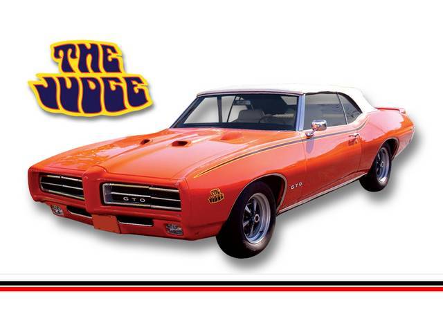 STRIPE KIT, GTO Judge, White / Red / Black, incl fender, door and quarter panel stripes, 3 *THE JUDGE* name decals, squeegee and instructions, repro