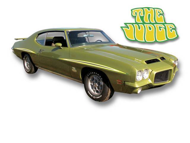 STRIPE KIT, GTO Judge, Green / White / Yellow, incl reflective fender, door and quarter panel stripes, 3 *THE JUDGE* name decals, squeegee and instructions, repro