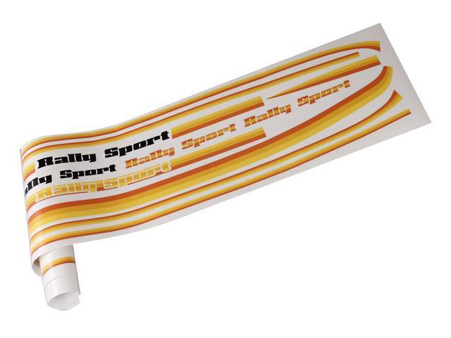 STRIPE KIT, Rally Sport, Orange / Yellow / Orange / Yellow, incl *Rally Sport* decals, squeegee and instructions, (10), Repro