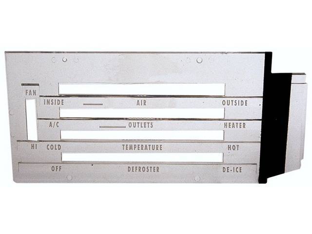 LENS, A/C / HEATER CONTROL PLATE, WHITE LETTERING, REPRO
