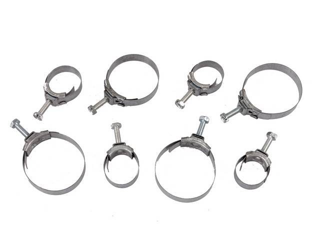 CLAMP KIT, Engine Hoses, (8) incl four OE tower style clamps for radiator hoses and four OE tower style clamps for heater hoses