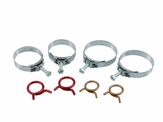 CLAMP KIT, Engine Hoses, (8) incl four OE tower style clamps for radiator hoses and four OE wire spring style clamps for heater hoses