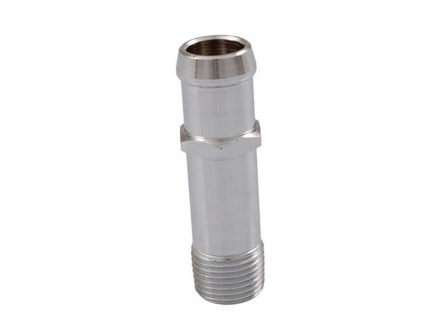 NIPPLE, Heater Hose, Water Pump, 1/2 inch-14 x 2 15/16 inch length, chrome finish, Repro