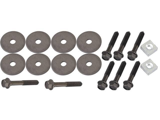 Fastener Kit, Frame / Body Mount, (18) Incl OE Style Bolts, Washers and square nuts