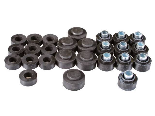BUSHING KIT, Frame / Body Mount, Rubber, incl bushings and biscuits for main frame points, does not incl radiator core support mounts, Repro