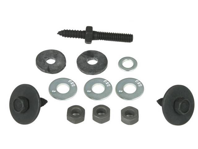FASTENER KIT, A/C EVAPORATOR, FIREWALL, (10), HEX FLAT SEMS-SCREW AND WASHER ASSY, COLLAR STUD, NUTS, WASHERS