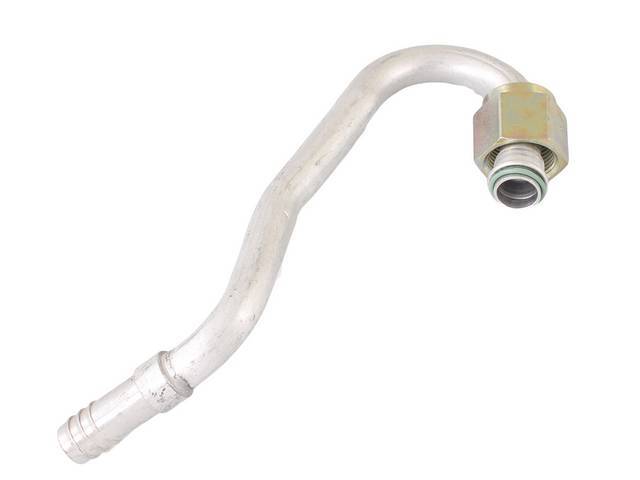 TUBE ASSY, A/C Evaporator, aluminum tube w/ fitting for evaporator and rubber hose attached, 12 inch length, repro