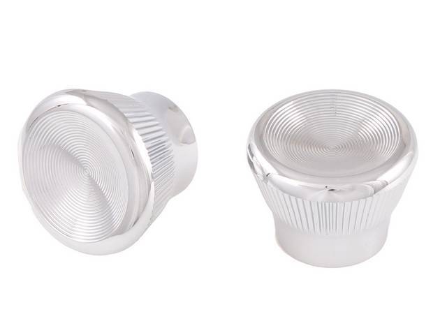 Vent Pull Control Knob Set, chrome finish, 1 1/8 Inch O.D., (2), OE Correct Reproduction for (67-68)