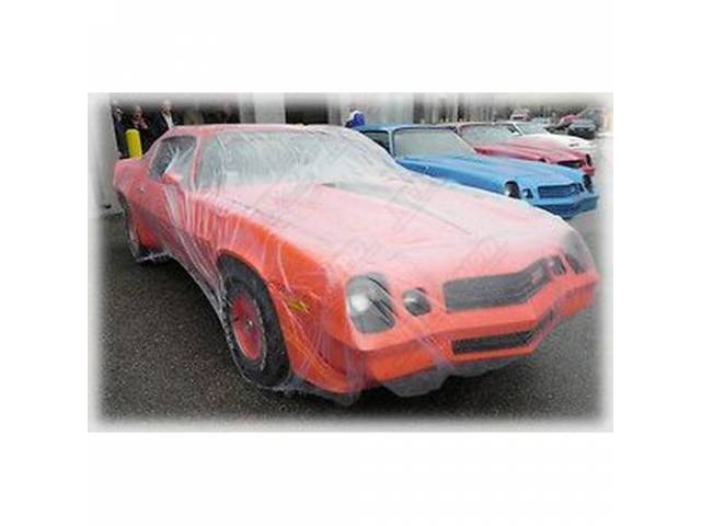 CAR COVER, Clear Plastic w/ elastic band, Universal Fit, 12'x22', 3 mil thickness, use as a temporary cover, will not scratch the surface of your car, use indoor or outdoor