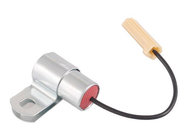 CAPACITOR, Radio Suppression, Voltage Regulator, mounts to voltage regulator, connects to ground tab on regulator, repro