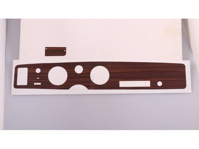 Instrument Panel Trim Applique, Woodgrain, 0-hole w/ Rally Gauges and w/o AC, Reproduction for (70-81)