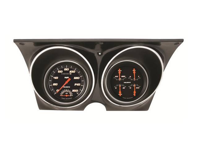 GAUGE KIT, Classic Instruments, Velocity black series (non-OE appearance), incl 5 inch speedometer, tachometer and quad gauge fuel / oil / temperature / volts