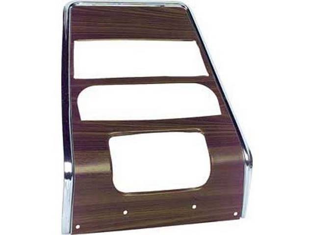 TRIM PANEL, Dash, Center, w/o A/C, features walnut woodgrain gloss finish insert w/ correct horizontal pattern, OER repro  ** Woodgrain insert can possibly come loose around ash tray, heater control, radio and vent openings, this is the only repro current
