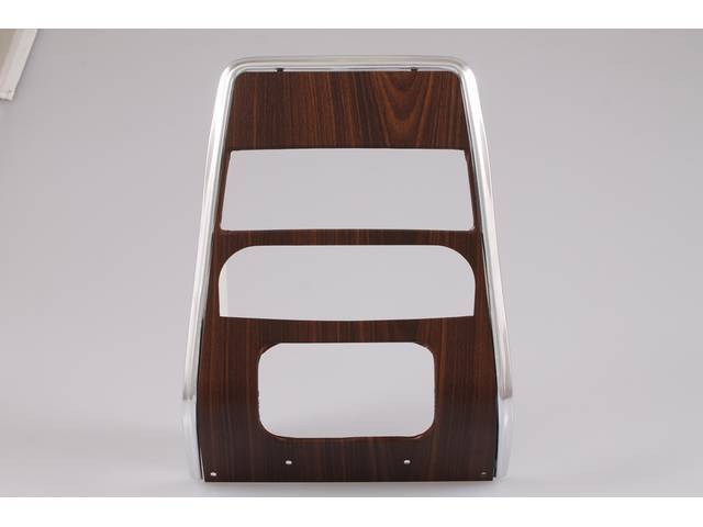 TRIM PANEL, Dash, Center, w/o A/C, features walnut woodgrain insert w/ correct vertical pattern, OER repro  ** Woodgrain insert can possibly come loose around ash tray, heater control, radio and vent openings, this is the only repro currently available on